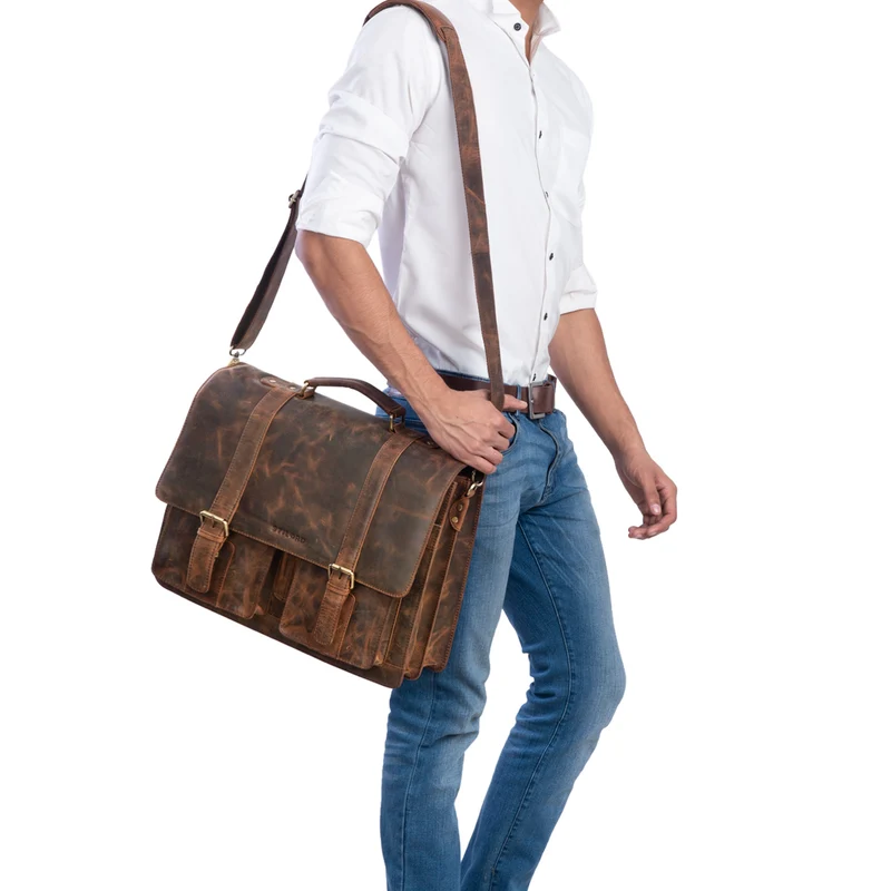 "Quintus" Vintage Aktentasche Leder XL