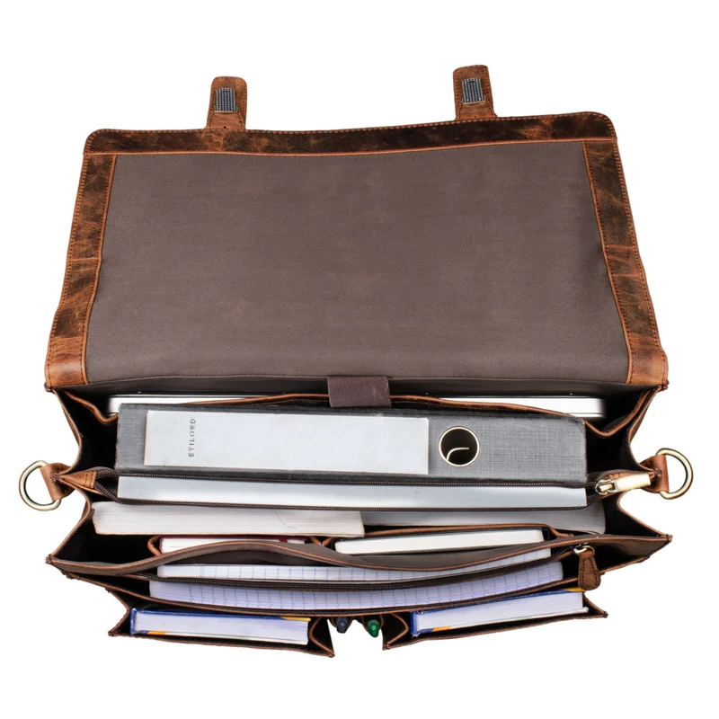 "Quintus" Vintage Aktentasche Leder XL