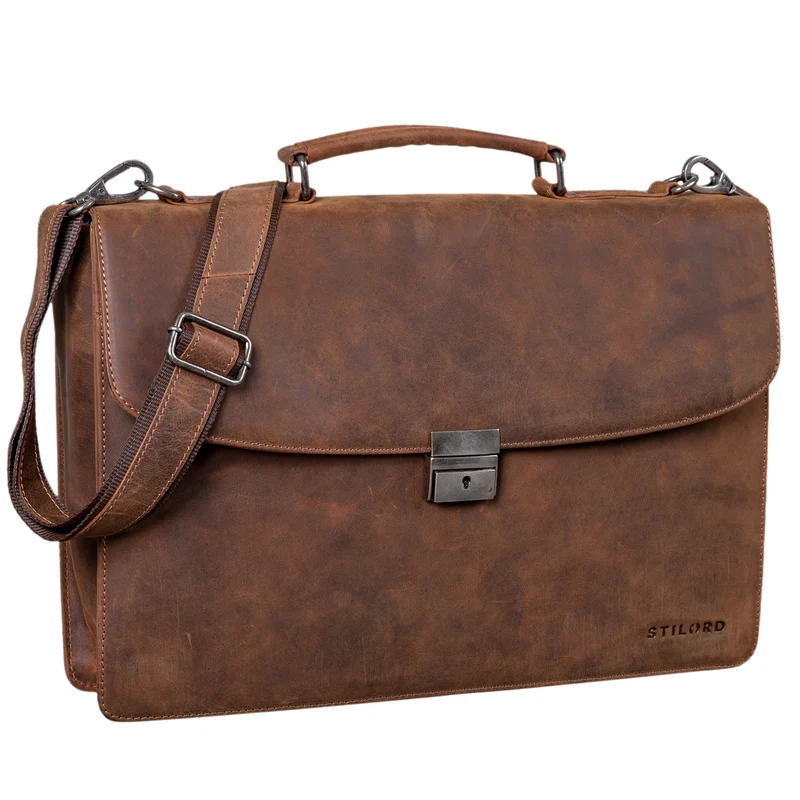 "Jonathan" Elegante Echtleder Aktentasche mit Schloss