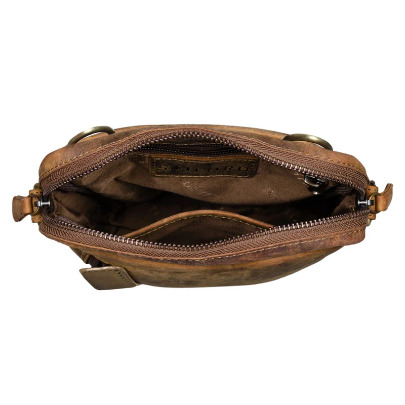 "John" Kleine Herrentasche Ledertasche zum Umhängen mit Reißverschluss