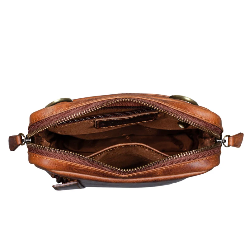 "John" Kleine Herrentasche Ledertasche zum Umhängen mit Reißverschluss