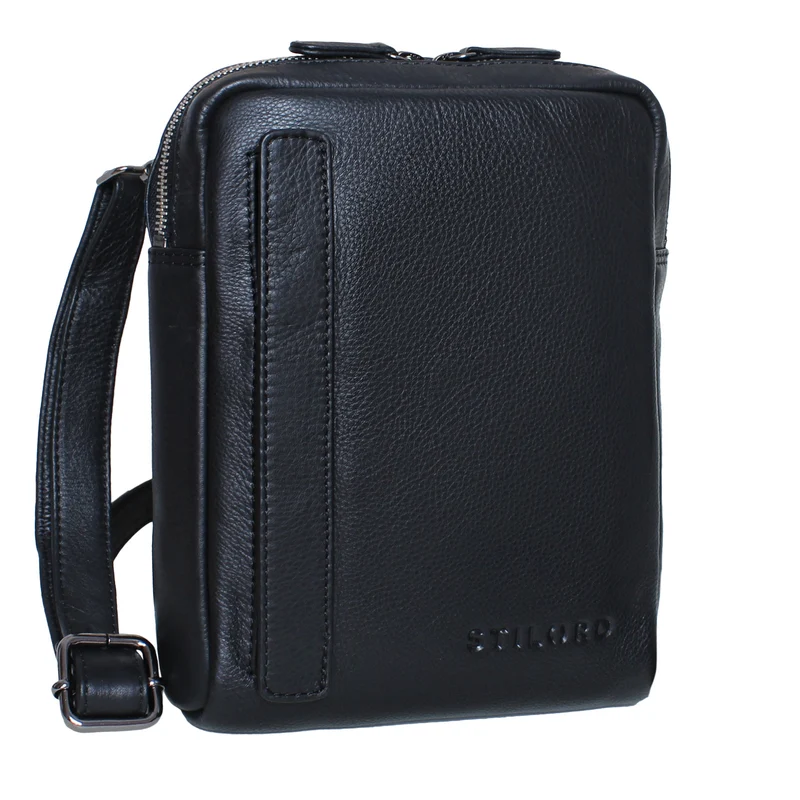 "John" Kleine Herrentasche Ledertasche zum Umhängen mit Reißverschluss
