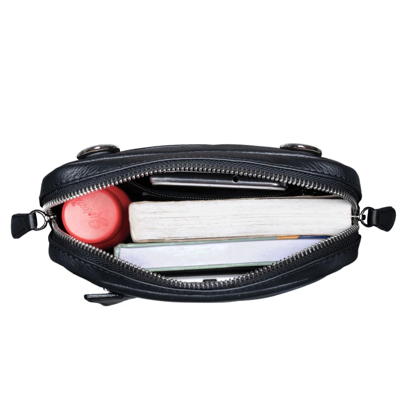 "John" Kleine Herrentasche Ledertasche zum Umhängen mit Reißverschluss