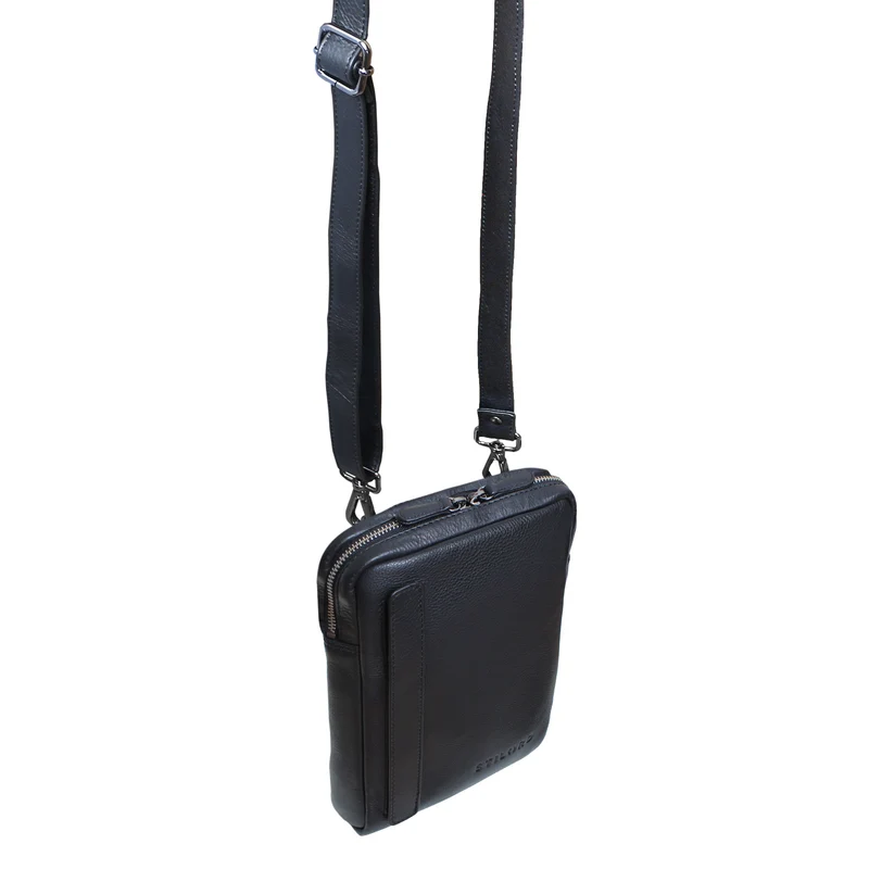 "John" Kleine Herrentasche Ledertasche zum Umhängen mit Reißverschluss