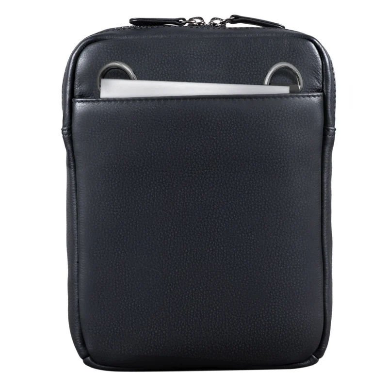 "John" Kleine Herrentasche Ledertasche zum Umhängen mit Reißverschluss