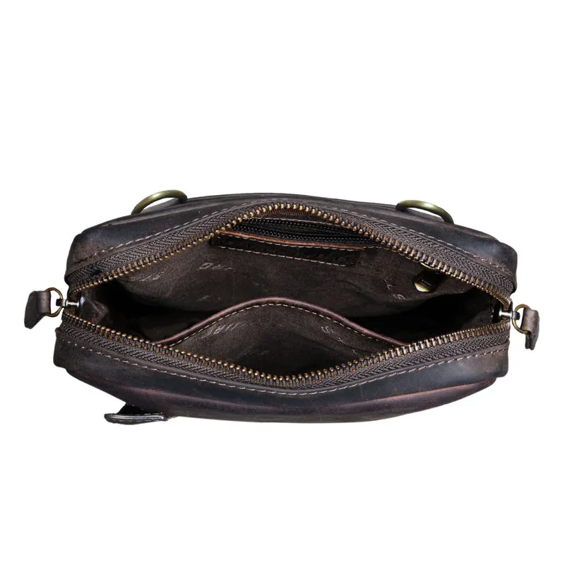 "John" Kleine Herrentasche Ledertasche zum Umhängen mit Reißverschluss