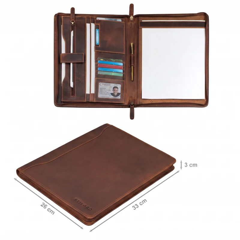"Scott" Vintage Dokumentenmappe Echtes Leder