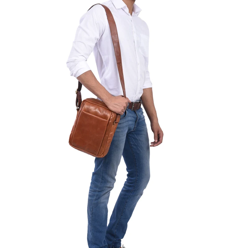 "Harry" Vintage Schultertasche Männer Leder