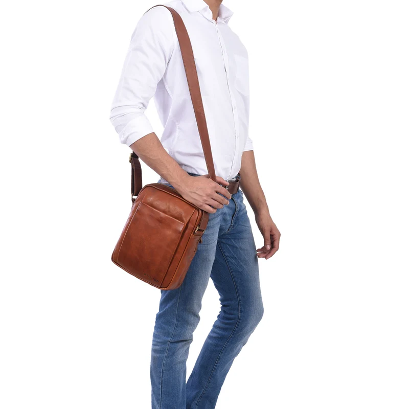 "Harry" Vintage Schultertasche Männer Leder