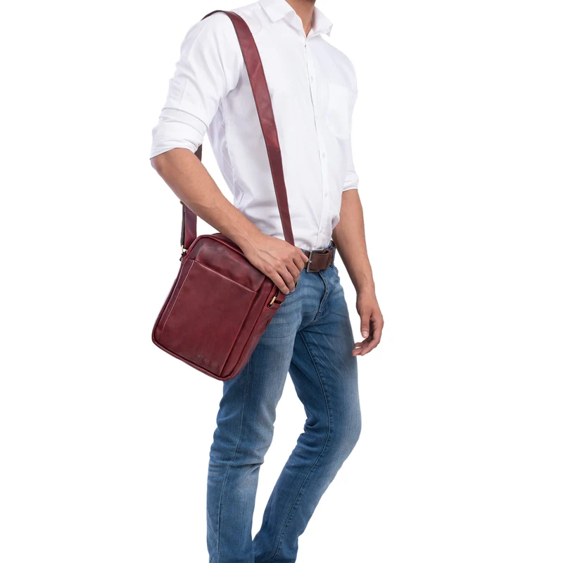 "Harry" Vintage Schultertasche Männer Leder