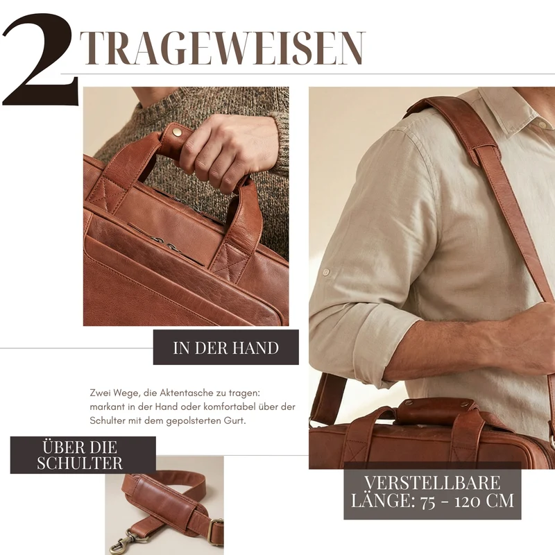 "Excelsior" XXL Aktentasche Herren Leder Große Laptoptasche 17+ Zoll
