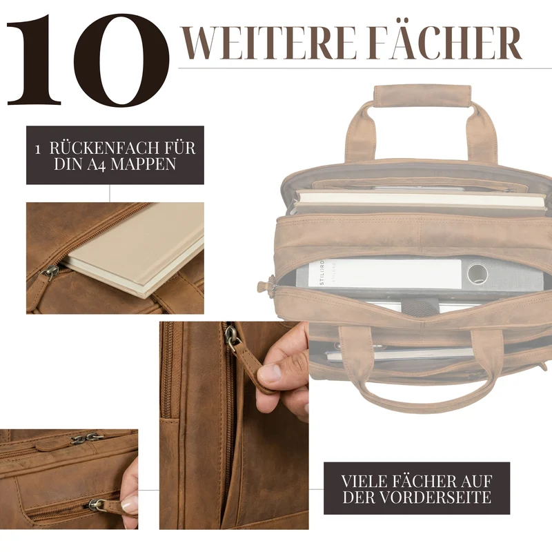 "Excelsior" XXL Aktentasche Herren Leder Große Laptoptasche 17+ Zoll