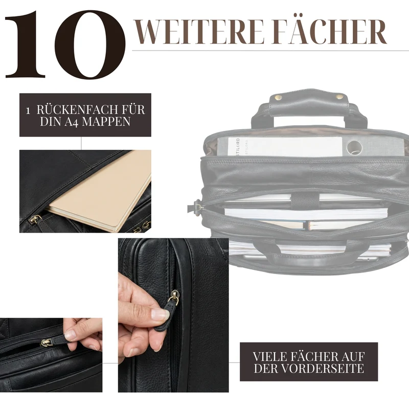 "Excelsior" XXL Aktentasche Herren Leder Große Laptoptasche 17+ Zoll