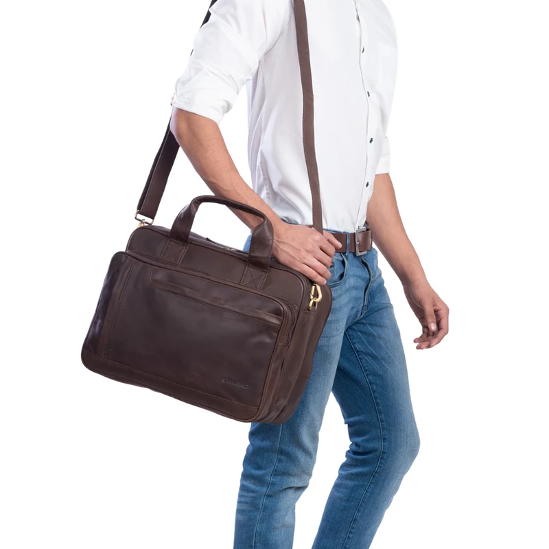 "Excelsior" XXL Aktentasche Herren Leder Große Laptoptasche 17+ Zoll
