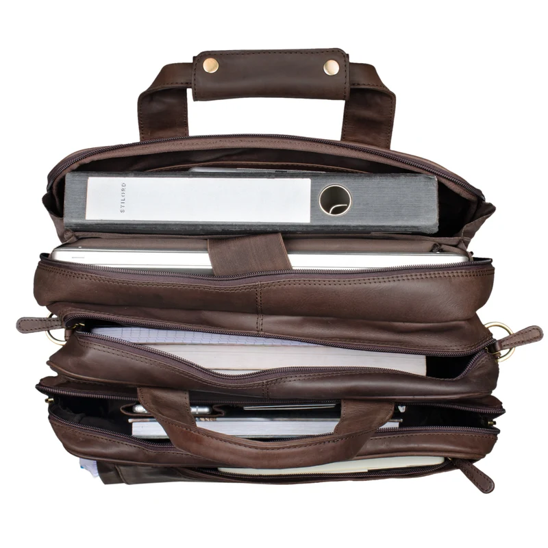 "Excelsior" XXL Aktentasche Herren Leder Große Laptoptasche 17+ Zoll