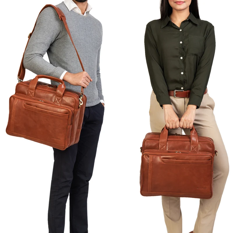 "Excelsior" XXL Aktentasche Herren Leder Große Laptoptasche 17+ Zoll