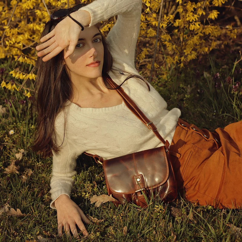 "Iris" Leder Handtasche Damen klein Echtleder Umhängetaschen Frauen