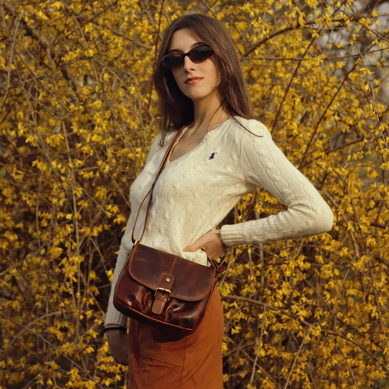"Iris" Leder Handtasche Damen klein Echtleder Umhängetaschen Frauen