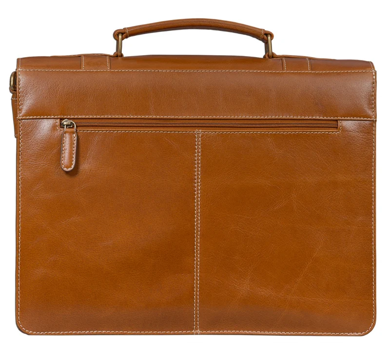B-WARE Aktentasche mit abnehmbaren Schultergurt Business Umhängetasche cognac