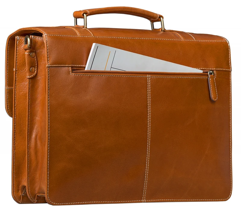 B-WARE Aktentasche mit abnehmbaren Schultergurt Business Umhängetasche cognac