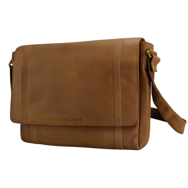 Collegetasche Umhängetasche Macbooktasche Büffel-Leder braun