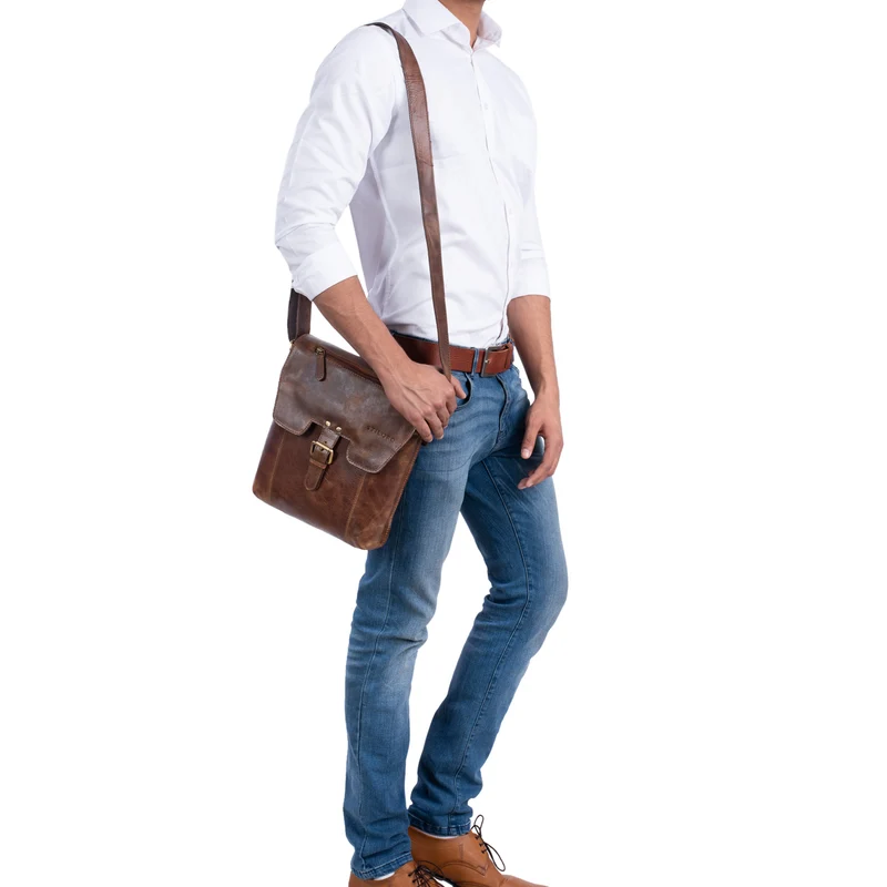 "Rico" Vintage Herren Umhängetasche echtes Leder
