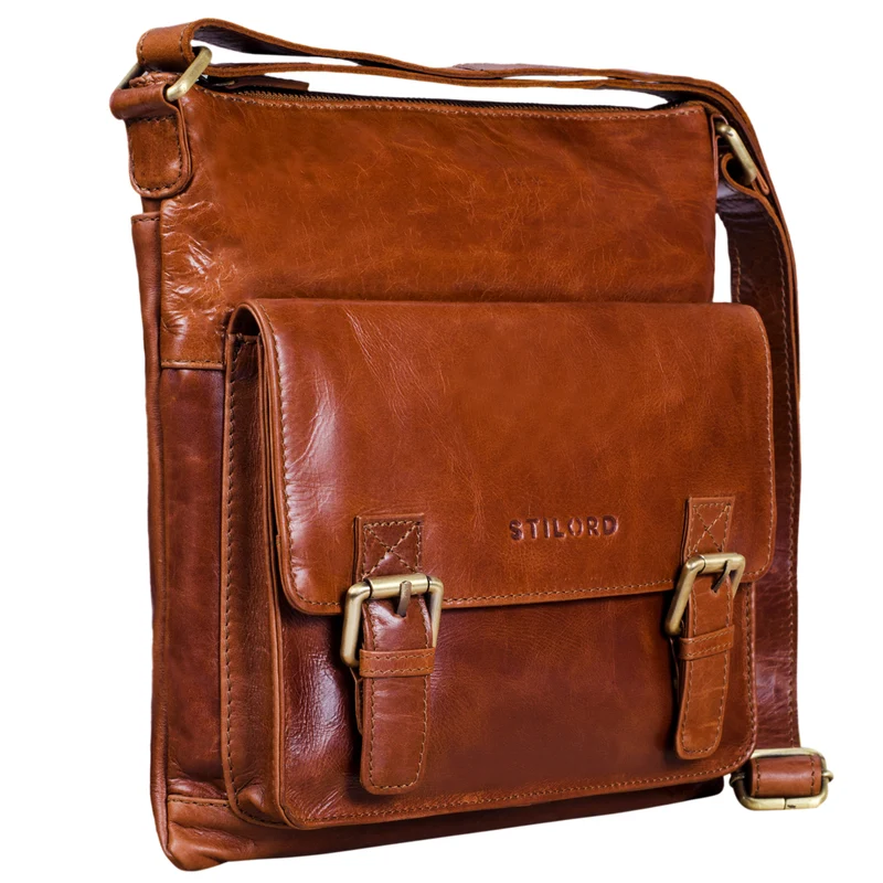 "Leo" Leder Umhängetasche Vintage braun