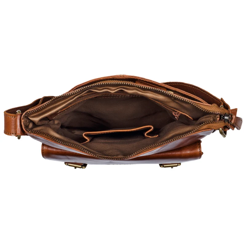 "Leo" Leder Umhängetasche Vintage braun