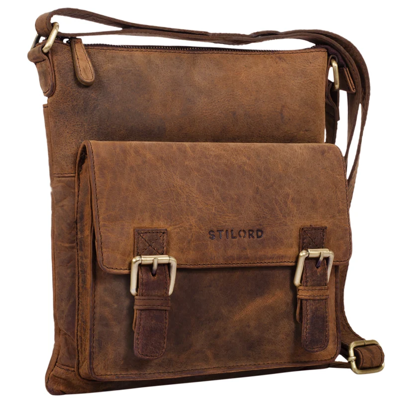 "Leo" Leder Umhängetasche Vintage braun