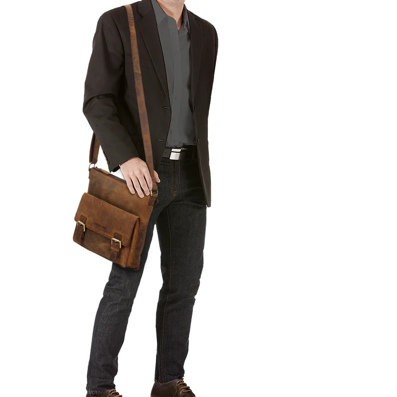 "Leo" Leder Umhängetasche Vintage braun