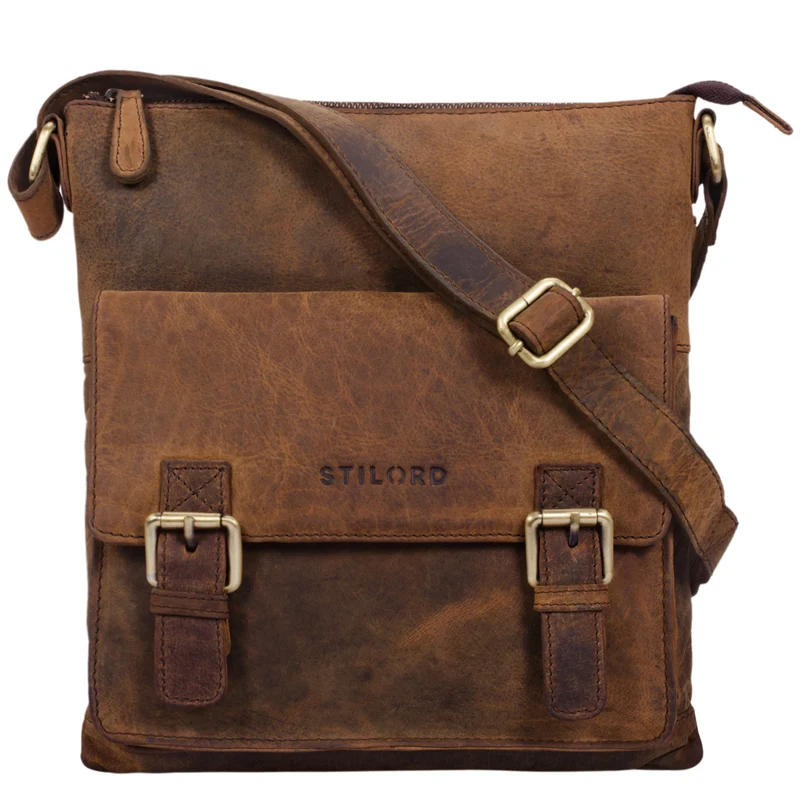 "Leo" Leder Umhängetasche Vintage braun