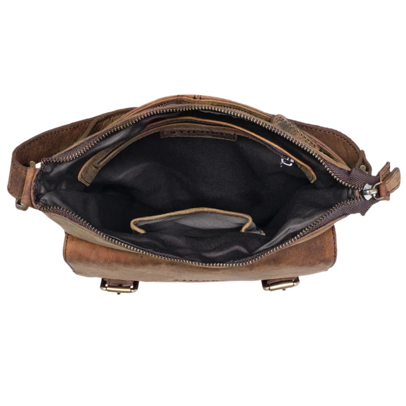 "Leo" Leder Umhängetasche Vintage braun