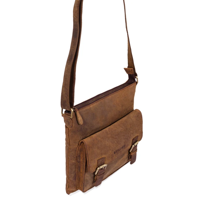 "Leo" Leder Umhängetasche Vintage braun
