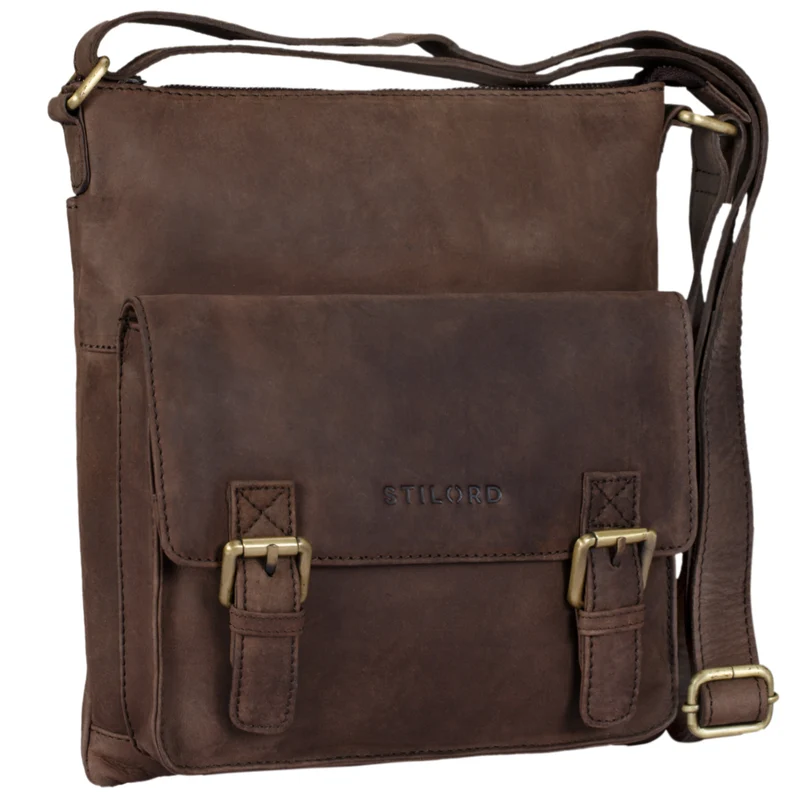 "Leo" Leder Umhängetasche Vintage braun