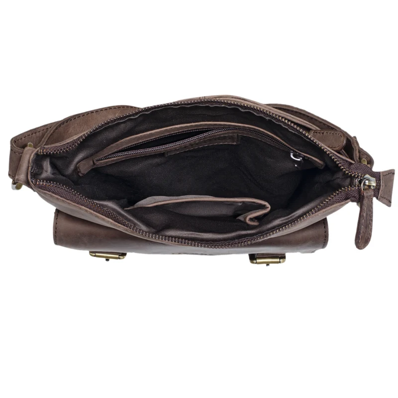 "Leo" Leder Umhängetasche Vintage braun