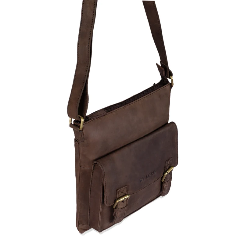 "Leo" Leder Umhängetasche Vintage braun