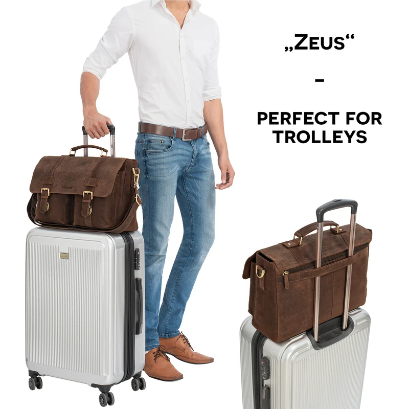 "Zeus" Große Leder Aktentasche Vintage