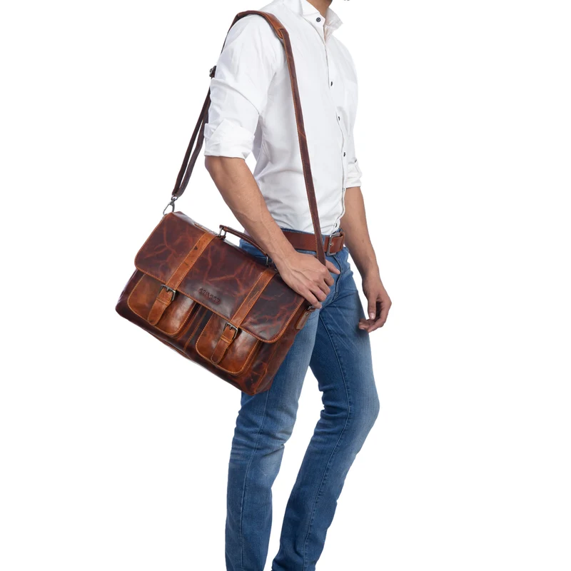 "Pontius" Vintage Aktentasche Männer Leder