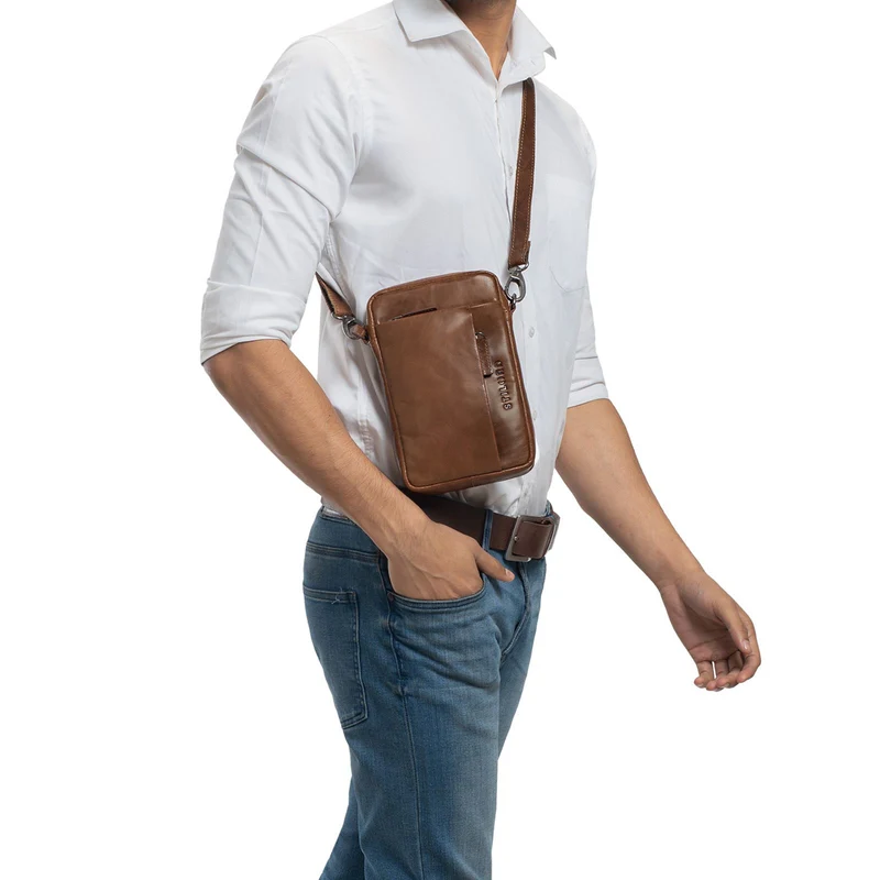 "Fiete" 2-in-1 Umhängetasche Handgelenktasche Leder Herren