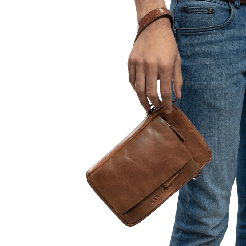 "Fiete" 2-in-1 Umhängetasche Handgelenktasche Leder Herren