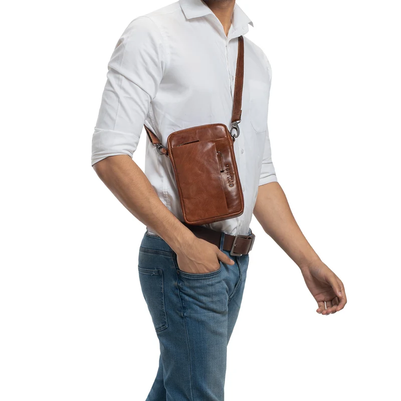 "Fiete" 2-in-1 Umhängetasche Handgelenktasche Leder Herren