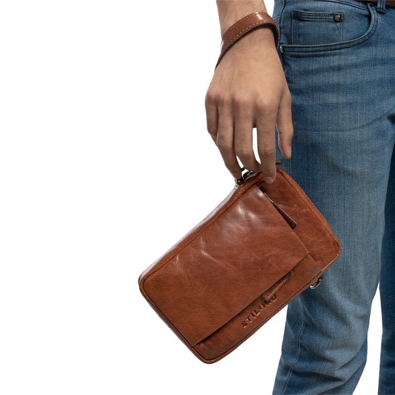 "Fiete" 2-in-1 Umhängetasche Handgelenktasche Leder Herren