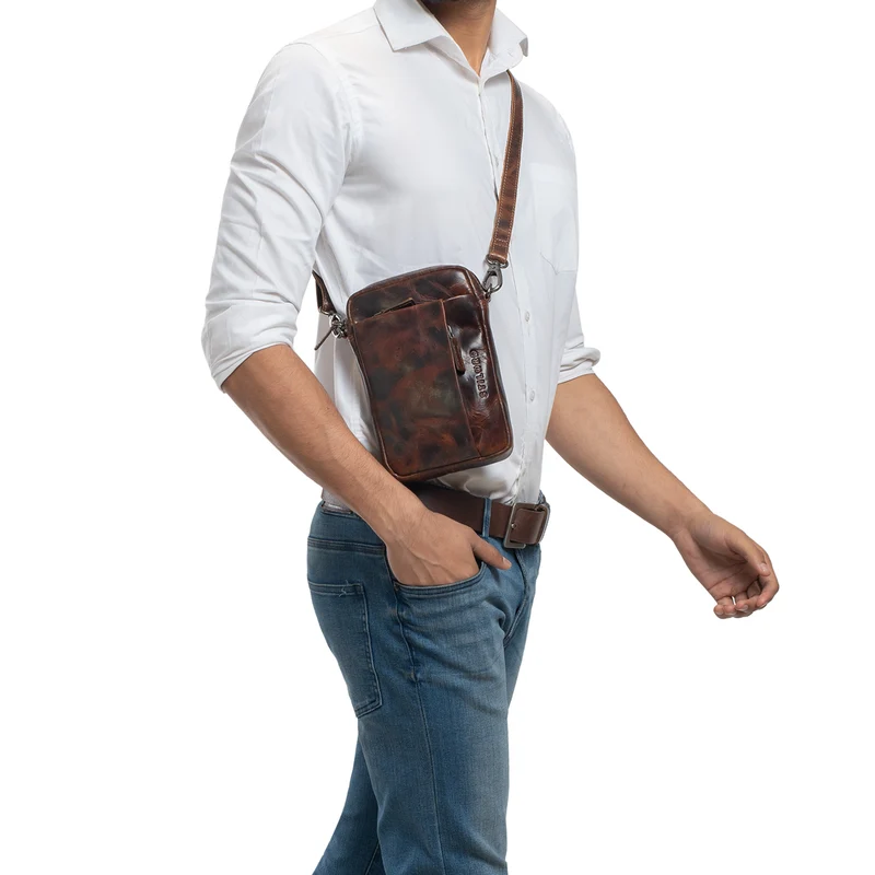 "Fiete" 2-in-1 Umhängetasche Handgelenktasche Leder Herren
