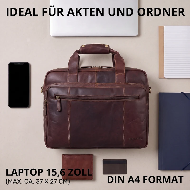 "Experience" XL Aktentasche Leder Herren Große 15,6 Zoll Laptoptasche
