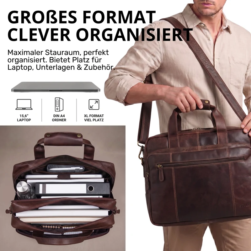 "Experience" XL Aktentasche Leder Herren Große 15,6 Zoll Laptoptasche