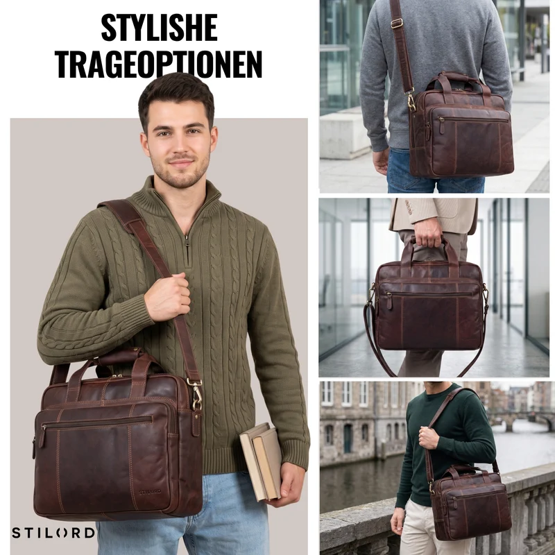 "Experience" XL Aktentasche Leder Herren Große 15,6 Zoll Laptoptasche
