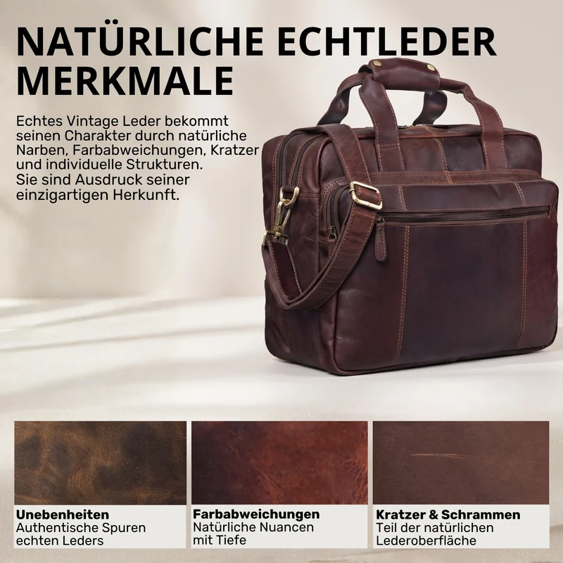 "Experience" XL Aktentasche Leder Herren Große 15,6 Zoll Laptoptasche