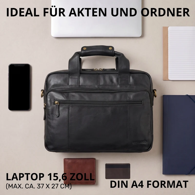 "Experience" XL Aktentasche Leder Herren Große 15,6 Zoll Laptoptasche