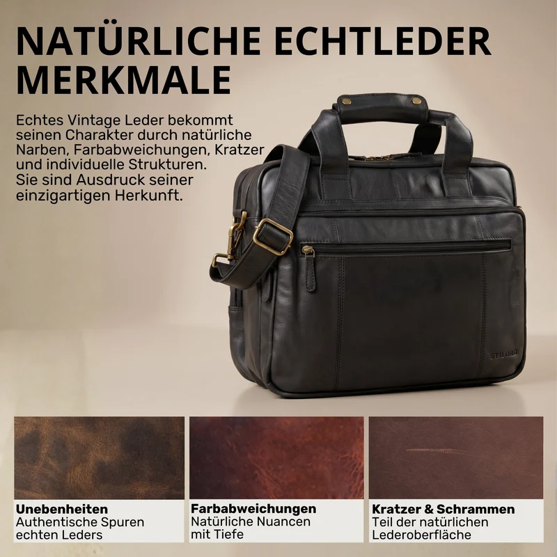 "Experience" XL Aktentasche Leder Herren Große 15,6 Zoll Laptoptasche