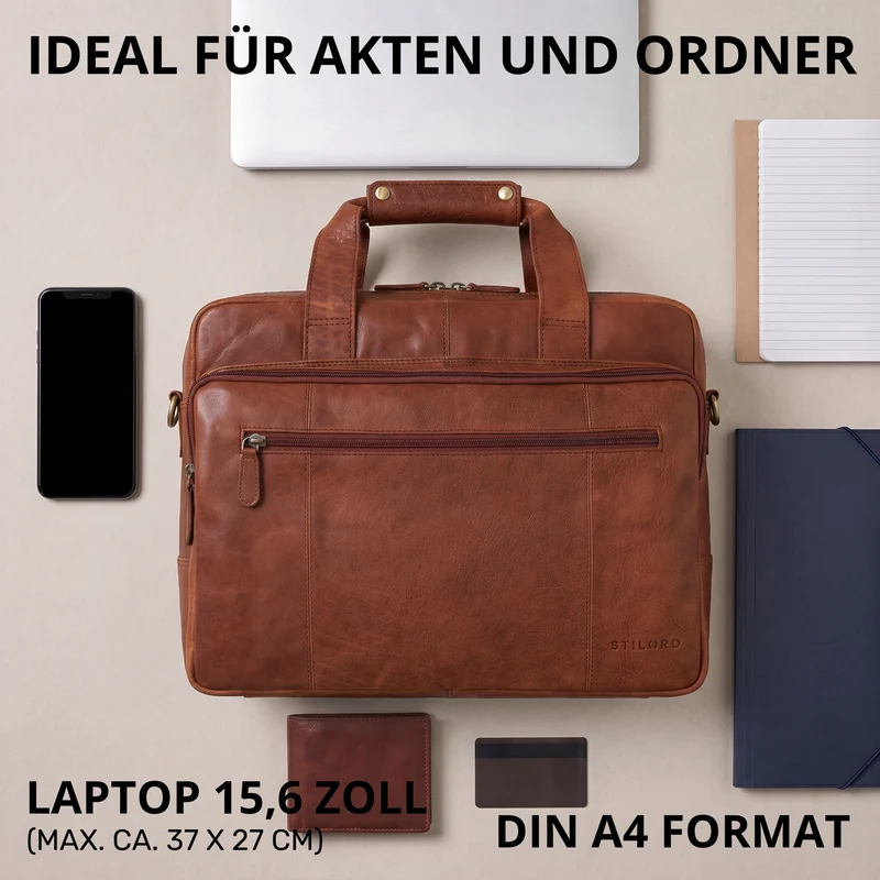 "Experience" XL Aktentasche Leder Herren Große 15,6 Zoll Laptoptasche